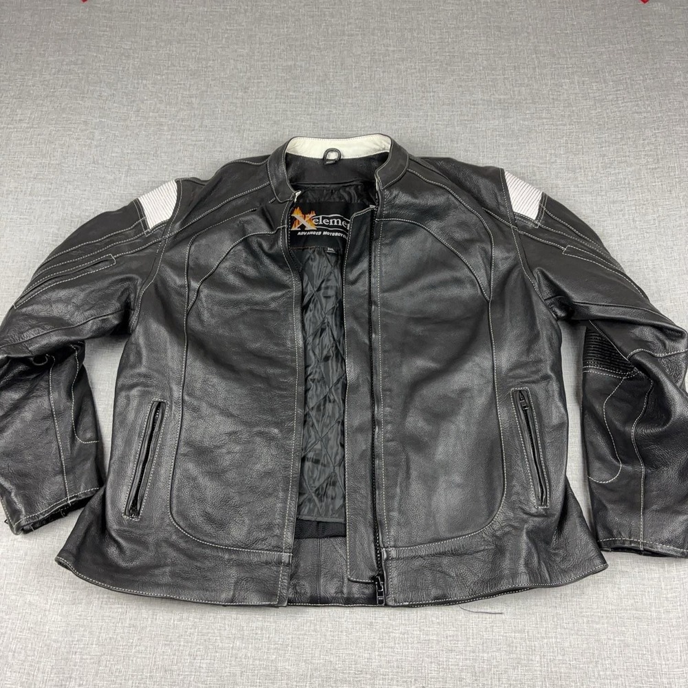 Xelement Jacket Mens 3XL Black Leather Motorcycle Advanced Gear Removable Liner